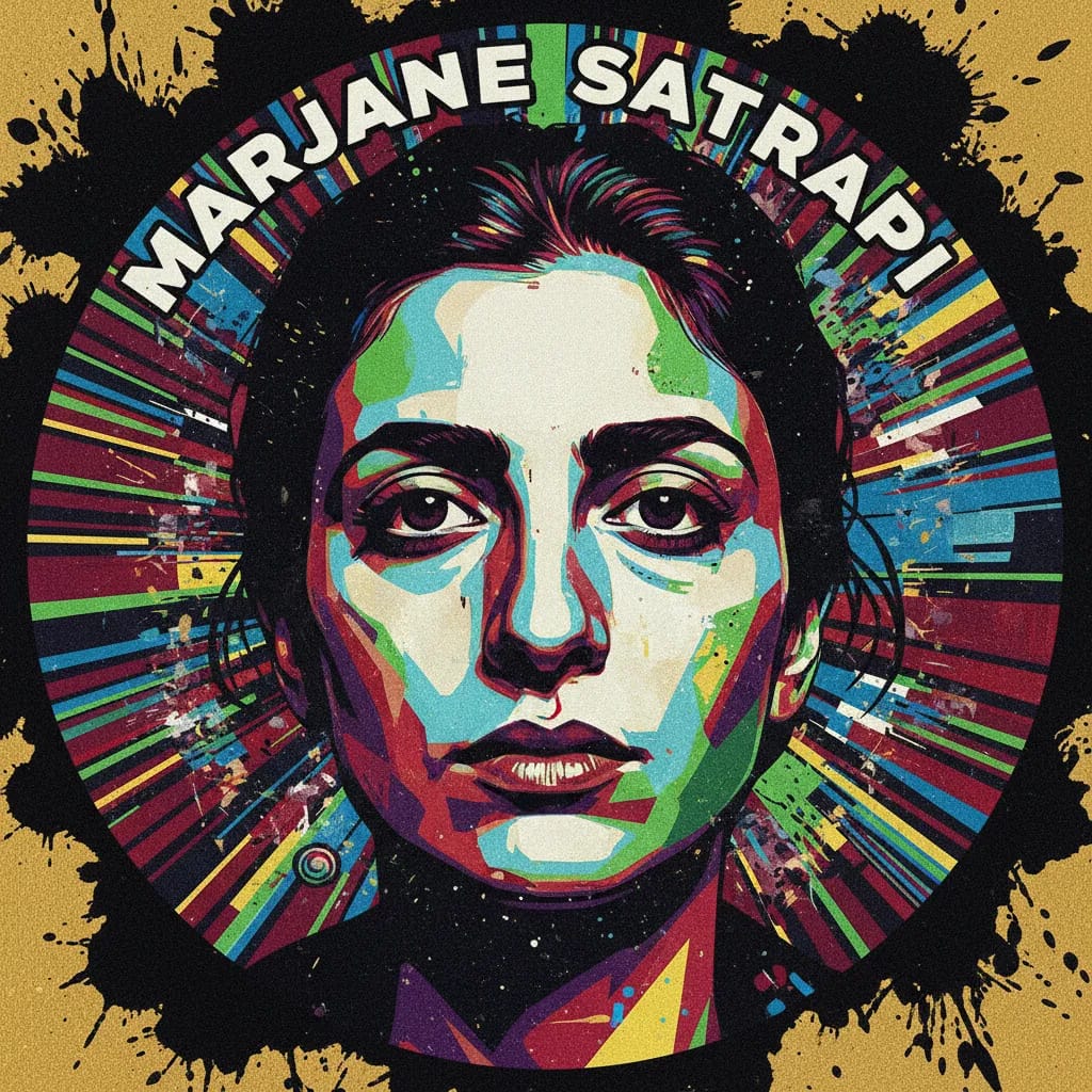 Artistic portrait of Marjane Satrapi