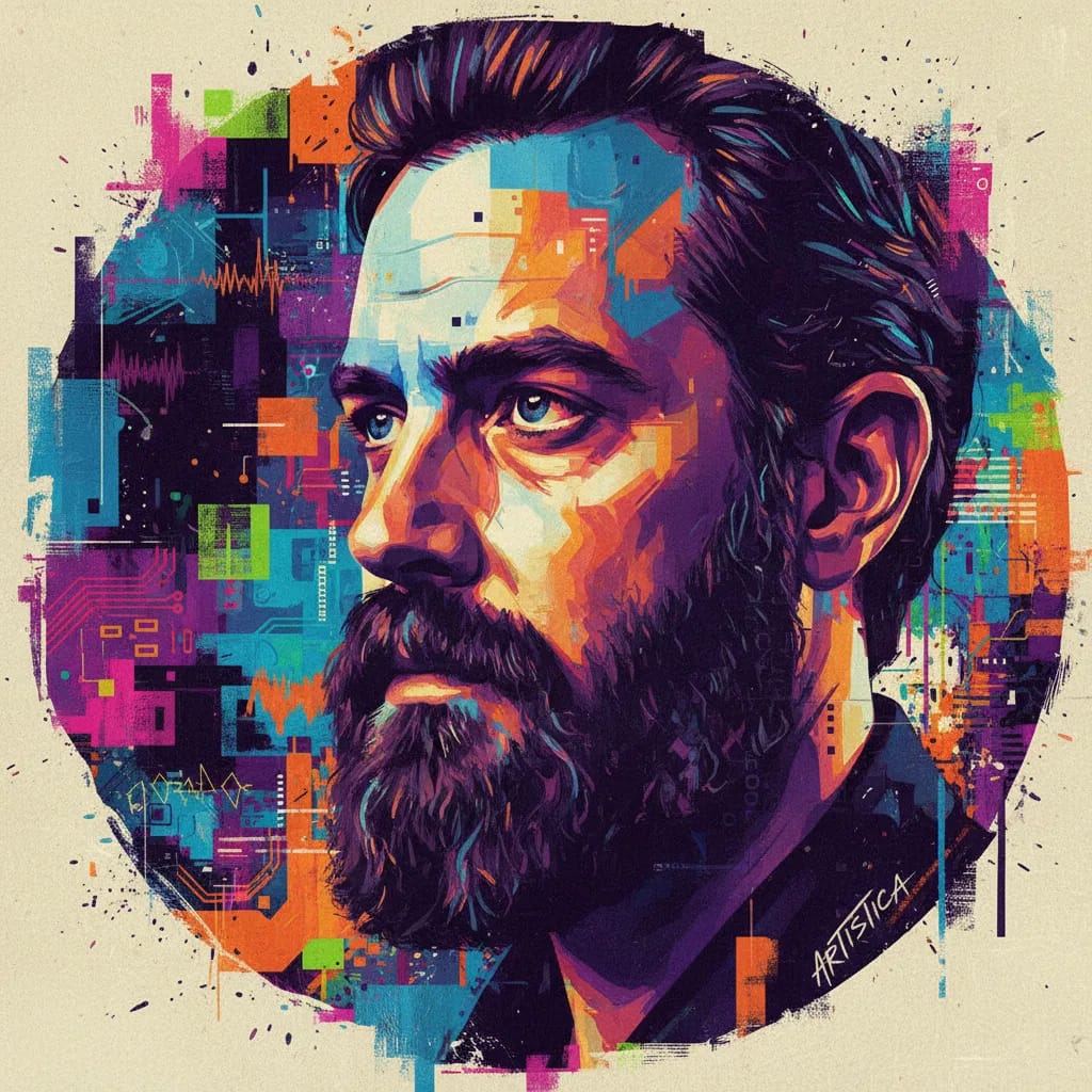 Artistic portrait of Angus Sampson