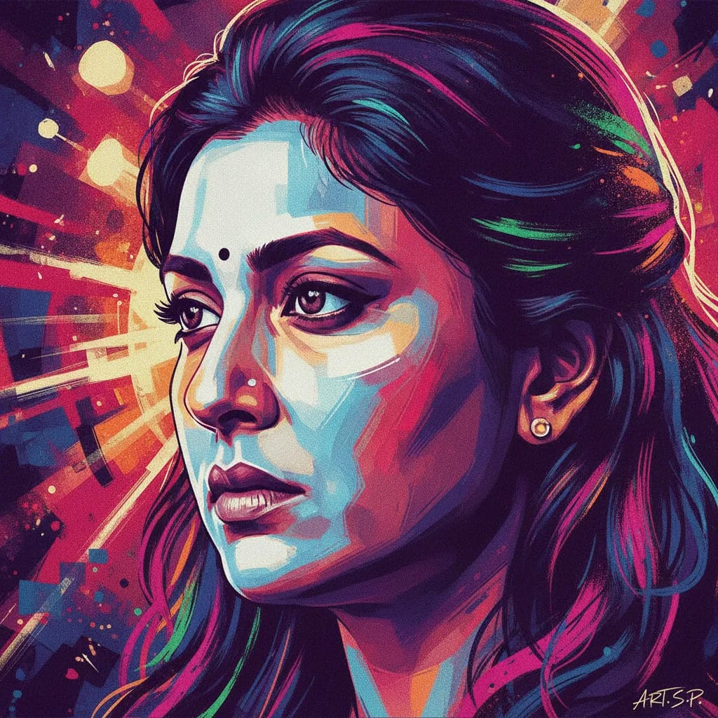 Artistic portrait of Supriya Pilgaonkar