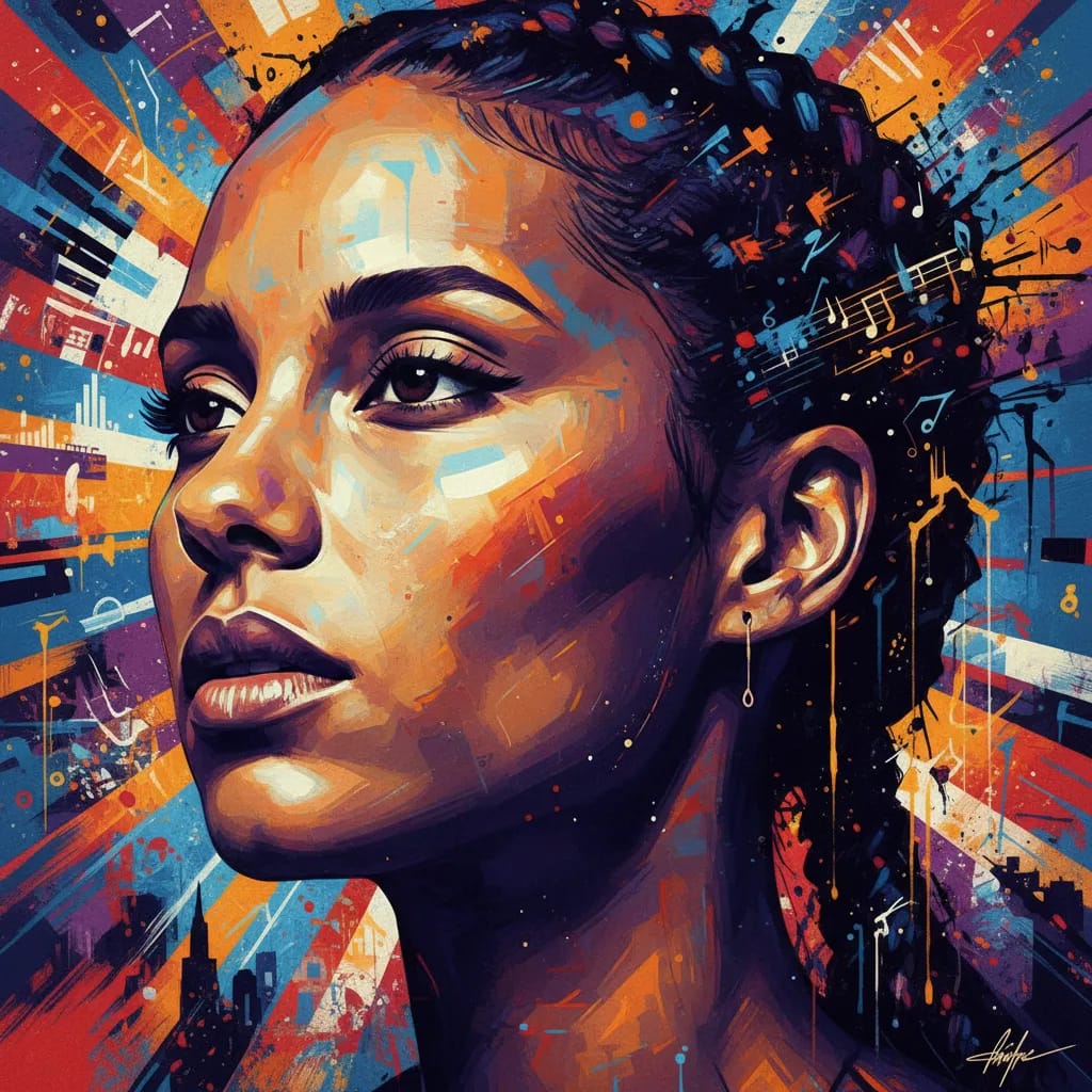Artistic portrait of Alicia Keys