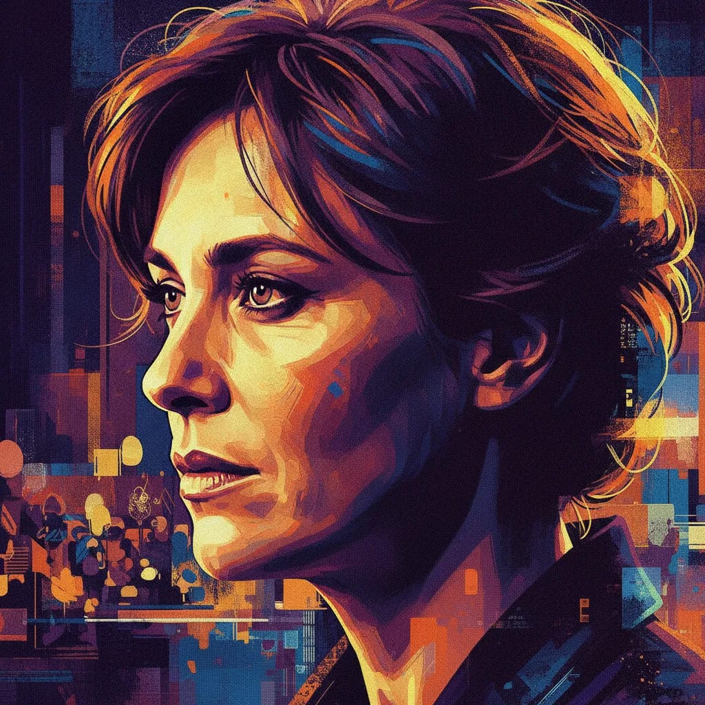 Artistic portrait of Anne Brochet