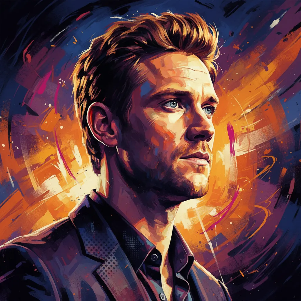 Artistic portrait of Sam Heughan
