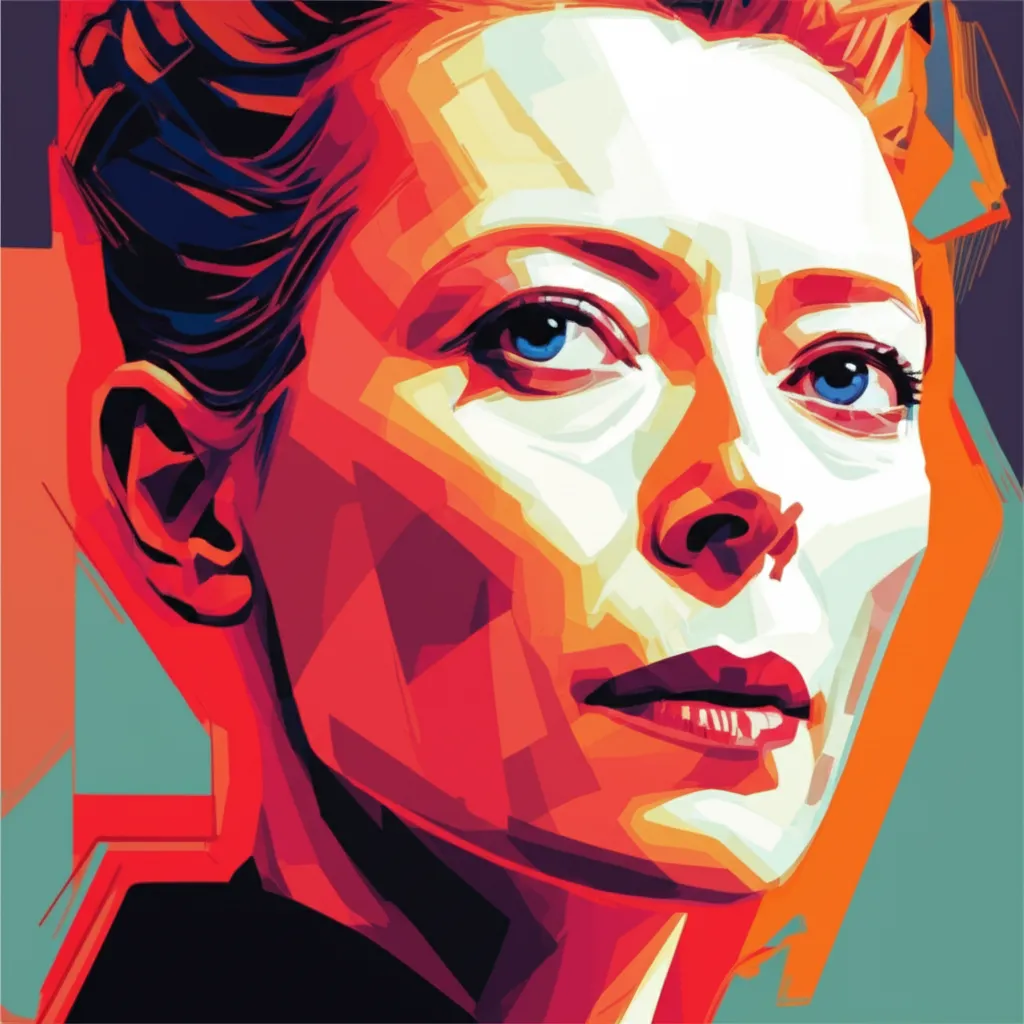 Artistic portrait of Tilda Swinton