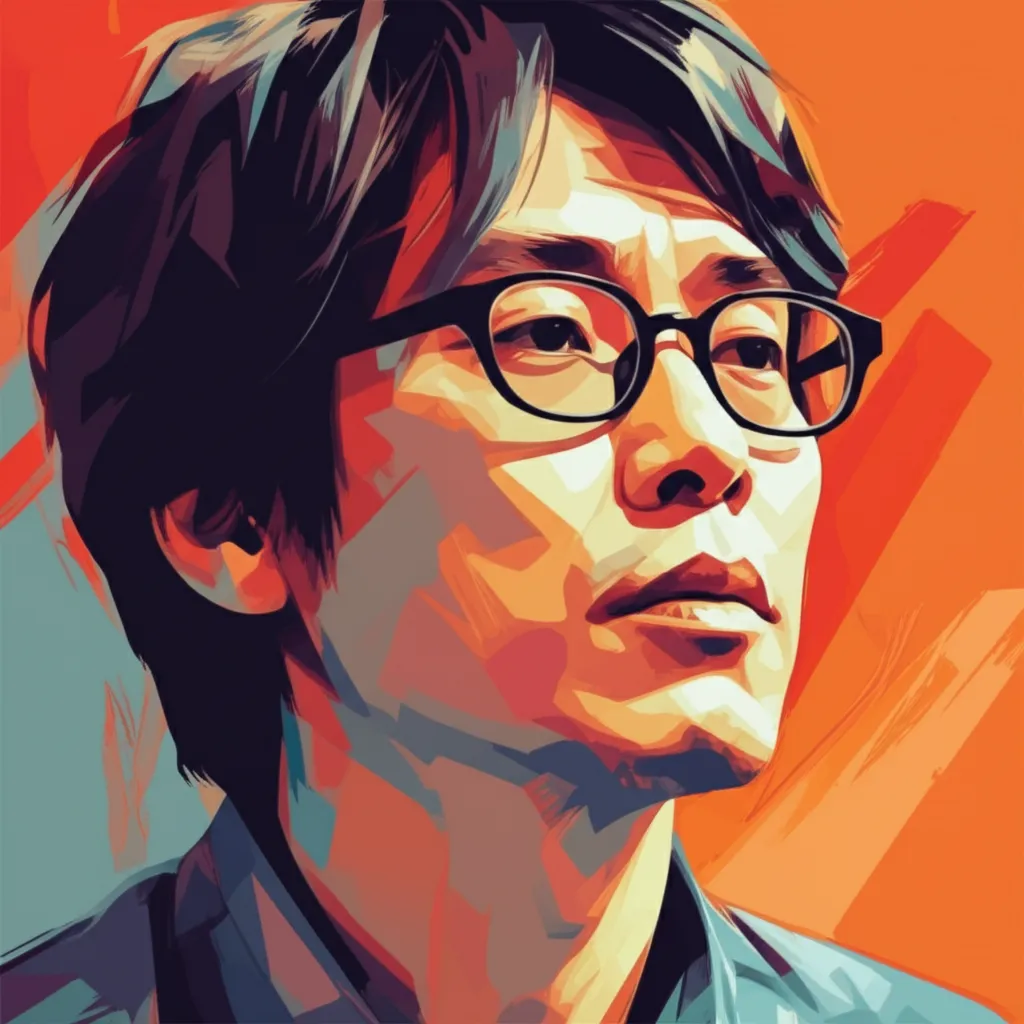 Artistic portrait of Mamoru Hosoda