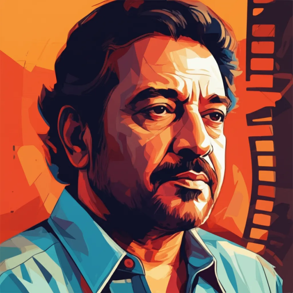 Artistic portrait of Abbas Alibhai Burmawalla