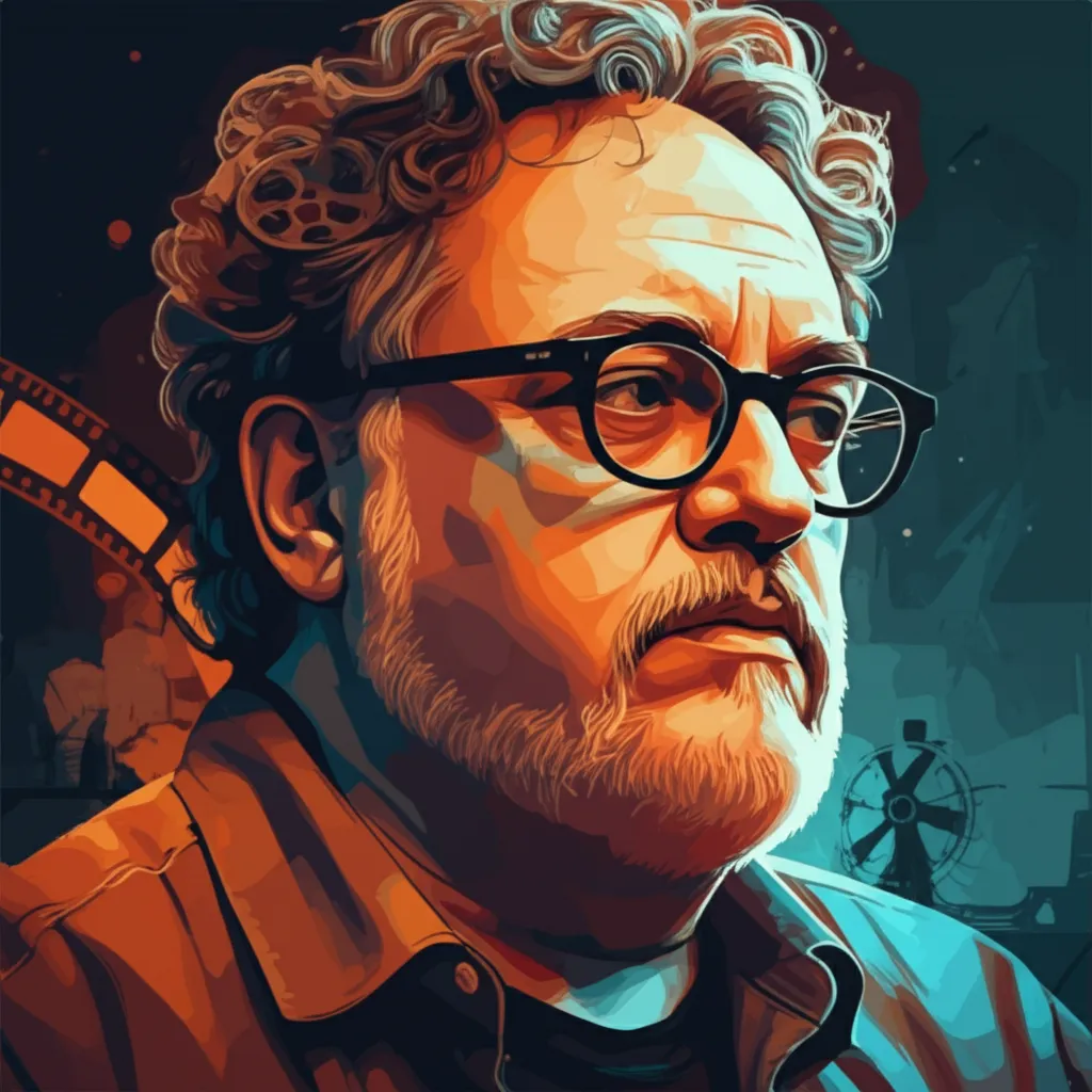 Artistic portrait of Guillermo del Toro