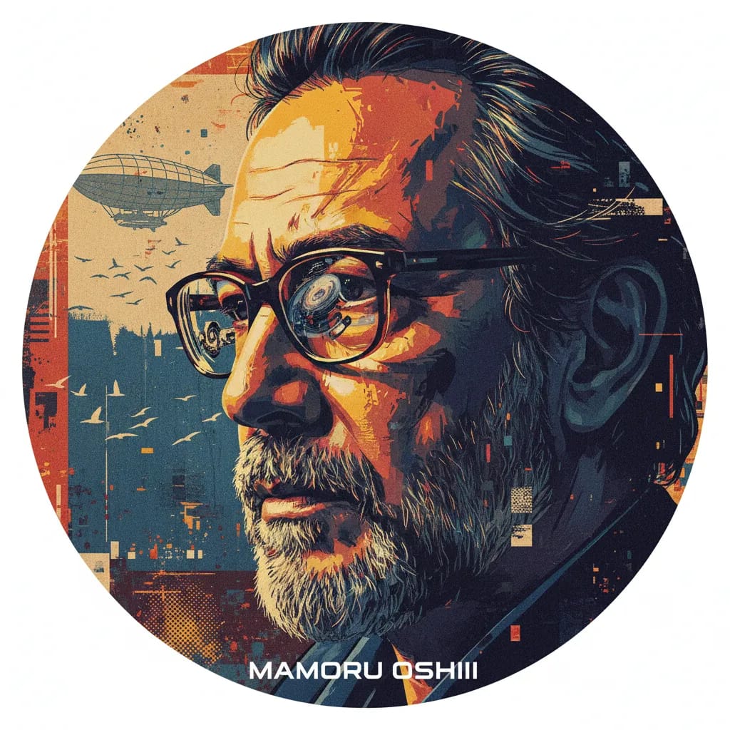 Artistic portrait of Mamoru Oshii