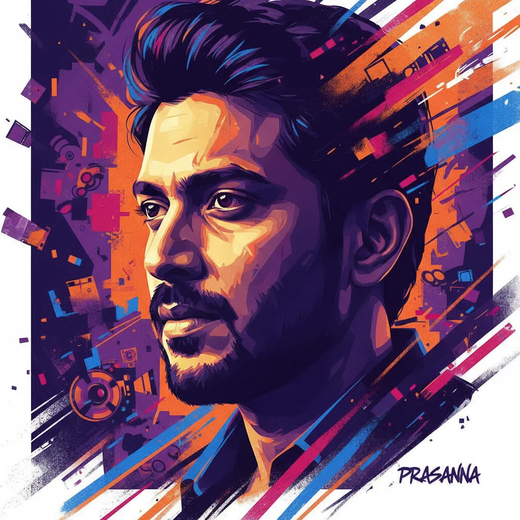 Artistic portrait of R.S. Prasanna