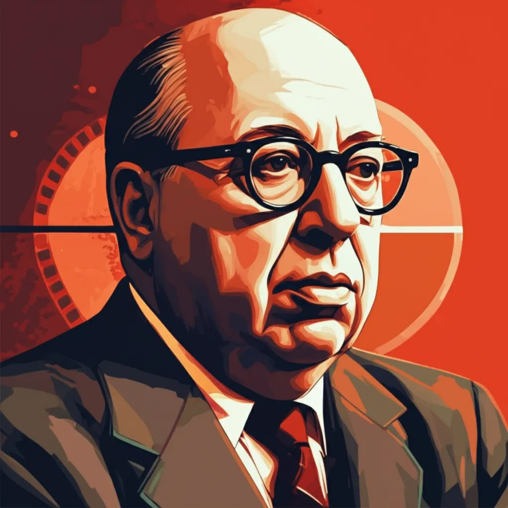 Artistic portrait of Alfred Hitchcock