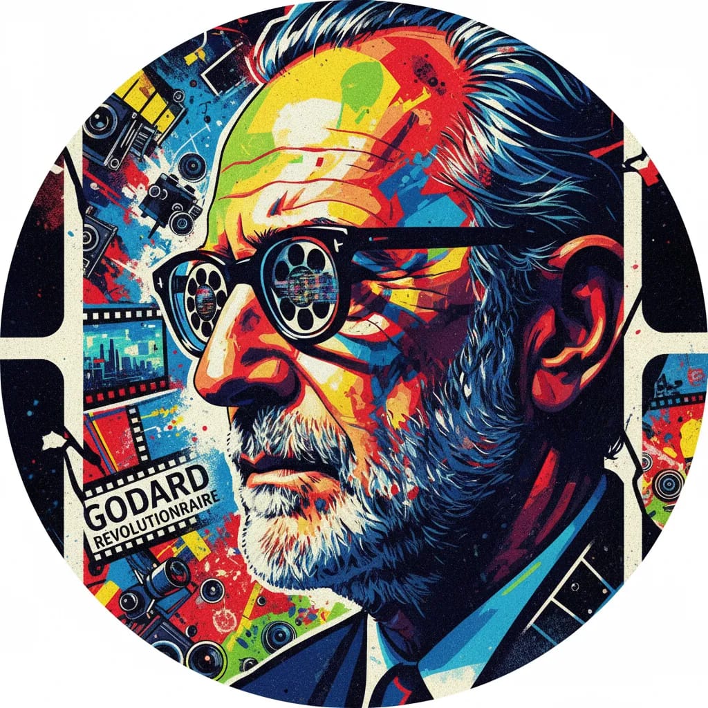 Artistic portrait of Jean-Luc Godard